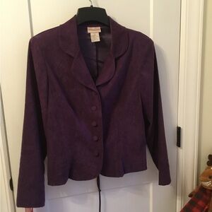 Expressions Deep Purple Women's Faux Suede Blazer Size 14